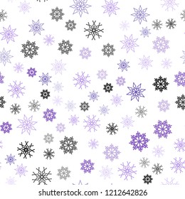 Light Pink, Blue vector seamless texture with colored snowflakes. Decorative shining illustration with snow on abstract template. Template for business cards, websites.