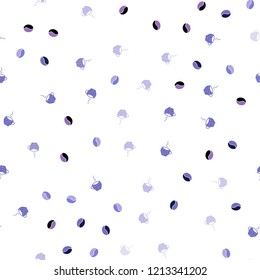 Light Pink, Blue vector seamless cover with set of coffee beans. Gradient abstract collection of coffee cups and beans. Pattern for ad, booklets, leaflets of restaurants.