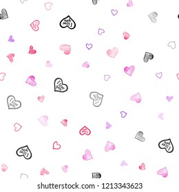 Light Pink, Blue vector seamless texture with lovely hearts. Hearts on blurred abstract background with colorful gradient. Pattern for marriage gifts, congratulations.