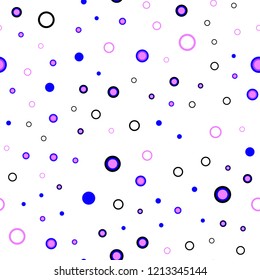 Light Pink, Blue vector seamless background with bubbles. Modern abstract illustration with colorful water drops. Pattern for design of fabric, wallpapers.