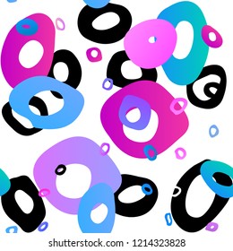 Light Pink, Blue vector seamless layout with circle spots. Glitter abstract illustration with blurred drops of rain. Pattern for trendy fabric, wallpapers.