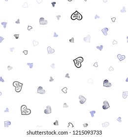 Light Pink, Blue vector seamless pattern with colorful hearts. Beautiful colored illustration with hearts in celebration style. Beautiful design for your business advert of anniversary.