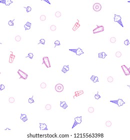 Light Pink, Blue vector seamless cover with cuisine gourmet. Fast Food on blurred abstract background with colorful gradient. Template for meal cooking in kitchen.