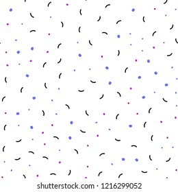 Light Pink, Blue vector seamless cover with spots, lines. Colorful illustration with circles and lines in futuristic style. Pattern for design of window blinds, curtains.