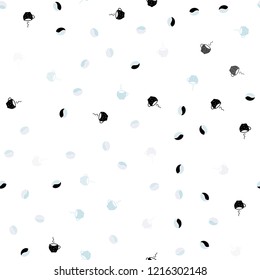 Light Pink, Blue vector seamless cover with set of coffee beans. Decorative gradient design of coffee cups and beans. Pattern for ad, booklets, leaflets of restaurants.