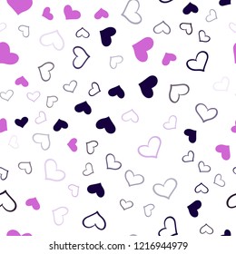 Light Pink, Blue vector seamless template with doodle hearts. Blurred decorative design in doodle style with hearts. Pattern for marriage gifts, congratulations.