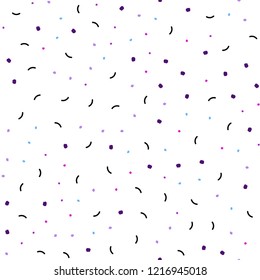 Light Pink, Blue vector seamless pattern with spheres, triangles. Abstract illustration with colorful discs and triangles. Pattern for trendy fabric, wallpapers.