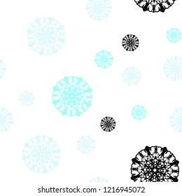 Light Pink, Blue vector seamless background with xmas snowflakes. Glitter abstract illustration with crystals of ice. Pattern for design of fabric, wallpapers.