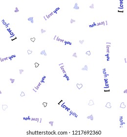 Light Pink, Blue vector seamless pattern with colorful hearts. Beautiful colored illustration with hearts in celebration style. Beautiful design for your business advert of anniversary.