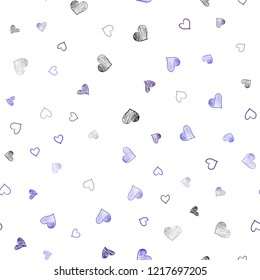 Light Pink, Blue vector seamless cover with Shining hearts. Hearts on blurred abstract background with colorful gradient. Design for ad, poster, banner of Valentine Day.