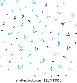 Light Pink, Blue vector seamless natural background with leaves. Creative illustration in blurred style with leaves. Pattern for design of window blinds, curtains.