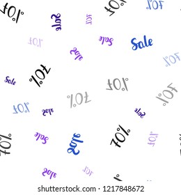 Light Pink, Blue vector seamless layout with discount of 70%. Shining colorful illustration with isolated selling prices. Backdrop for mega promotions, discounts.