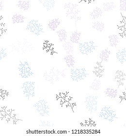 Light Pink, Blue vector seamless abstract pattern with branches. Illustration with doodles on abstract template. Texture for window blinds, curtains.