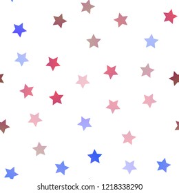 Light Pink, Blue vector seamless cover with small and big stars. Decorative shining illustration with stars on abstract template. Smart design for your business advert.