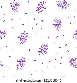 Light Pink, Blue vector seamless doodle texture with leaves, branches. Colorful illustration in doodle style with leaves, branches. Template for business cards, websites.