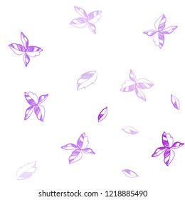 Light Pink, Blue vector seamless doodle texture with leaves. Colorful abstract illustration with leaves in doodle style. Template for business cards, websites.
