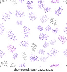 Light Pink, Blue vector seamless abstract backdrop with branches. Leaves, branches in natural style on white background. Design for textile, fabric, wallpapers.