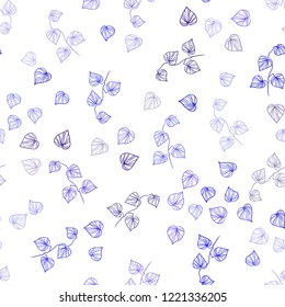 Light Pink, Blue vector seamless doodle background with leaves. Brand new colored illustration in blurry style with leaves. Design for textile, fabric, wallpapers.