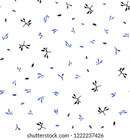 Light Pink, Blue vector seamless doodle background with leaves. An elegant bright illustration with leaves in Natural style. Pattern for trendy fabric, wallpapers.