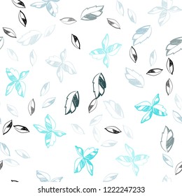Light Pink, Blue vector seamless natural artwork with leaves. Colorful illustration in doodle style with leaves. Trendy design for wallpaper, fabric makers.