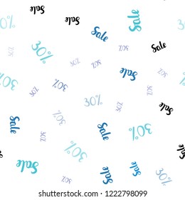 Light Pink, Blue vector seamless layout with discount of 30%. Colorful set of  percentage signs in simple style. Template for season sales, shopping ads.