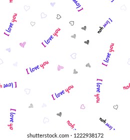 Light Pink, Blue vector seamless pattern with colorful hearts. Glitter abstract illustration with colorful hearts in romantic style. Pattern can be used for valentine's ad, booklets.