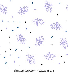 Light Pink, Blue vector seamless doodle layout with leaves, branches. Leaves and branches with gradient on white background. Template for business cards, websites.