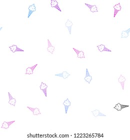 Light Pink, Blue vector seamless template with tasty ice-cream. Decorative illustration with ice-cream on abstract template. Design for ad, poster, banner of cafes, restaurants.