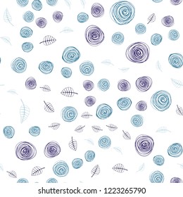 Light Pink, Blue vector seamless doodle template with leaves and flowers. Colorful illustration in doodle style with leaves, flowers. Design for textile, fabric, wallpapers.