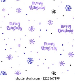 Light Pink, Blue vector seamless background with xmas snowflakes. Shining colorful illustration with snow in christmas style. Pattern for trendy fabric, wallpapers.