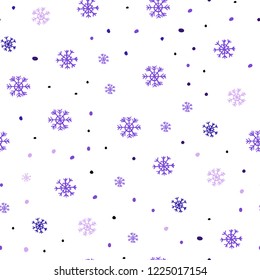 Light Pink, Blue vector seamless cover with beautiful snowflakes. Colorful decorative design in xmas style with snow. Design for textile, fabric, wallpapers.
