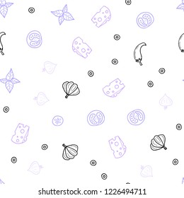 Light Pink, Blue vector seamless cover with cuisine gourmet. Beautiful colored illustration with food in doodle style. Pattern for ad, booklets, leaflets of restaurants.
