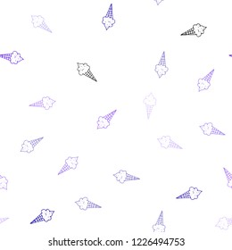 Light Pink, Blue vector seamless texture with delicious ice-cream. Decorative illustration with ice-cream on abstract template. Doodle design for your business advert of cafes.
