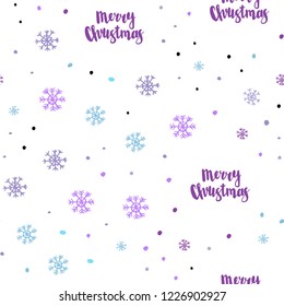 Light Pink, Blue vector seamless template with ice snowflakes. Modern geometrical abstract illustration with snowflakes. Pattern for trendy fabric, wallpapers.