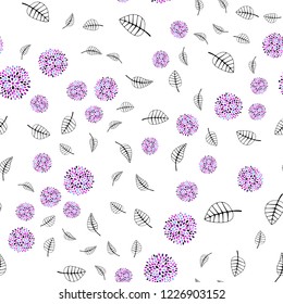 Light Pink, Blue vector seamless doodle pattern with leaves, flowers. Glitter abstract illustration with leaves and flowers. Design for textile, fabric, wallpapers.
