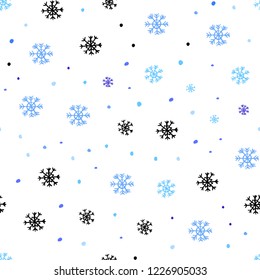 Light Pink, Blue vector seamless cover with beautiful snowflakes. Colorful snowflakes with gradient on abstract background. Pattern for design of fabric, wallpapers.
