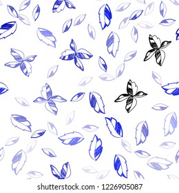 Light Pink, Blue vector seamless abstract design with leaves. Creative illustration in blurred style with leaves. Template for business cards, websites.