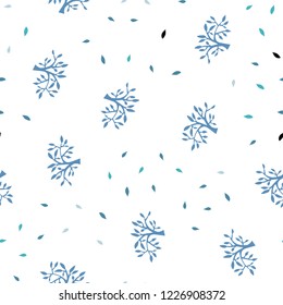 Light Pink, Blue vector seamless abstract pattern with leaves, branches. Colorful abstract illustration with leaves in doodle style. Pattern for trendy fabric, wallpapers.