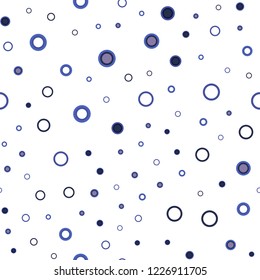 Light Pink, Blue vector seamless texture with disks. Glitter abstract illustration with blurred drops of rain. Pattern for design of window blinds, curtains.