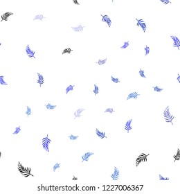 Light Pink, Blue vector seamless elegant template with leaves. Brand new colored illustration in blurry style with leaves. Pattern for design of window blinds, curtains.