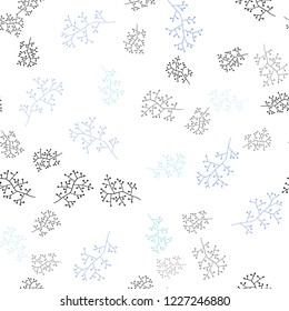 Light Pink, Blue vector seamless doodle backdrop with branches. Leaves, branches in natural style on white background. Pattern for design of fabric, wallpapers.