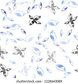 Light Pink, Blue vector seamless doodle layout with leaves. Decorative illustration with doodles on abstract template. Pattern for design of window blinds, curtains.