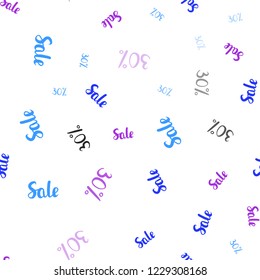 Light Pink, Blue vector seamless background with 30% signs of sales. Colorful set of  percentage signs in simple style. Design for business ads, commercials, sellings.