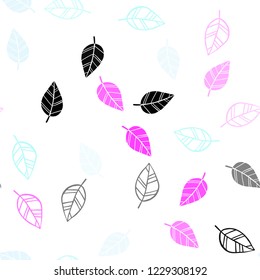 Light Pink, Blue vector seamless elegant pattern with leaves. Colorful illustration in doodle style with leaves. Pattern for design of window blinds, curtains.