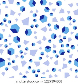 Light Pink, Blue vector seamless, isometric backdrop with lines, rhombus. Decorative design in abstract style with lines, cubes. Pattern for trendy fabric, wallpapers.