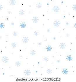 Light Pink, Blue vector seamless background with xmas snowflakes. Modern geometrical abstract illustration with snowflakes. Template for business cards, websites.