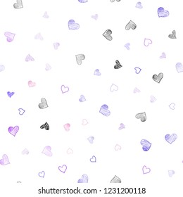 Light Pink, Blue vector seamless texture with lovely hearts. Glitter abstract illustration with colorful hearts in romantic style. Pattern can be used for valentine's ad, booklets.
