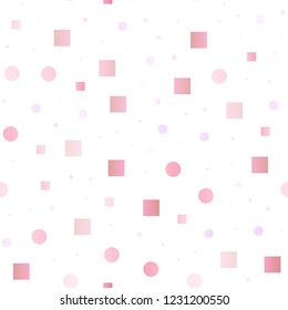 Light Pink, Blue vector seamless texture with disks, rectangles. Illustration with set of shining colorful abstract circles, cubes. Pattern for design of window blinds, curtains.