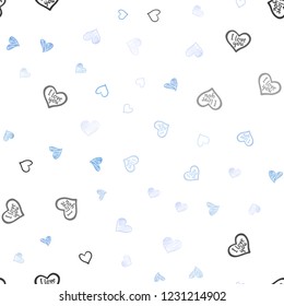 Light Pink, Blue vector seamless pattern with colorful hearts. Blurred decorative design in doodle style with hearts. Pattern for marriage gifts, congratulations.