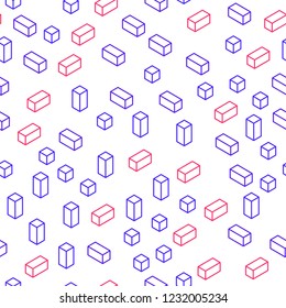 Light Pink, Blue vector seamless, isometric backdrop with rhombus. Rectangles on abstract background with colorful gradient. Pattern for trendy fabric, wallpapers.